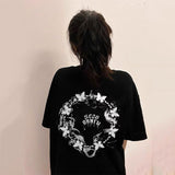 Vintage Butterfly  Oversize Short  Sleeve T-Shirt  (Black)