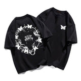 Vintage Butterfly  Oversize Short  Sleeve T-Shirt  (Black)