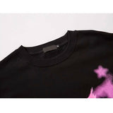 Pink Butterfly Print  Oversize T-Shirt  (Black)