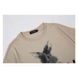 American cartoon  rabbit print slouchy  T-shirt  (khaki)